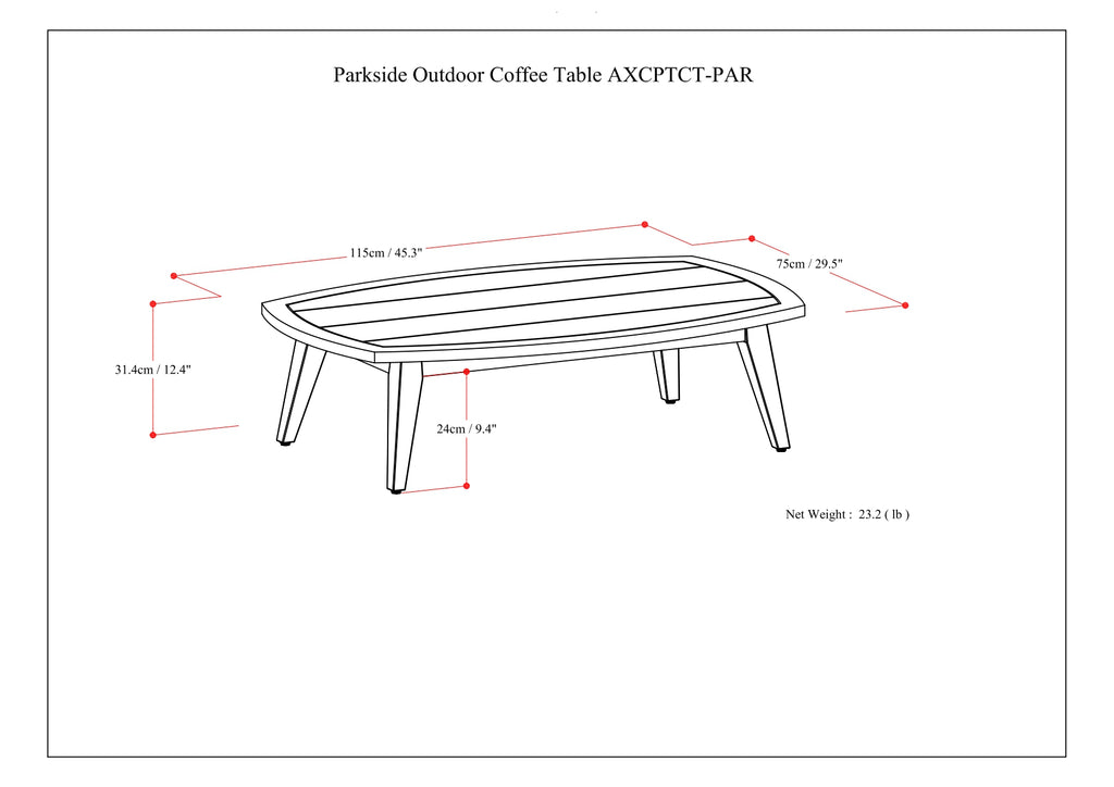 Parkside Outdoor Coffee Table - Light Teak