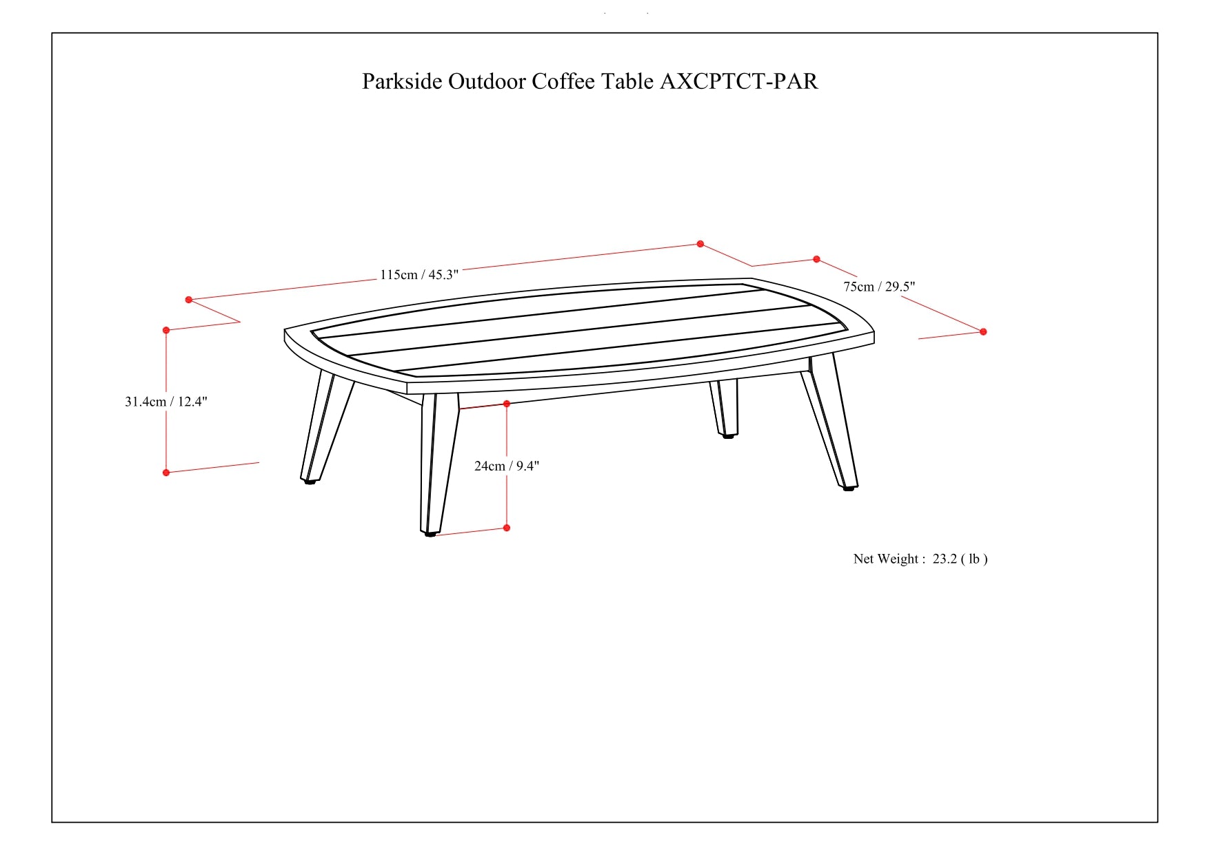 Parkside Outdoor Coffee Table - Light Teak
