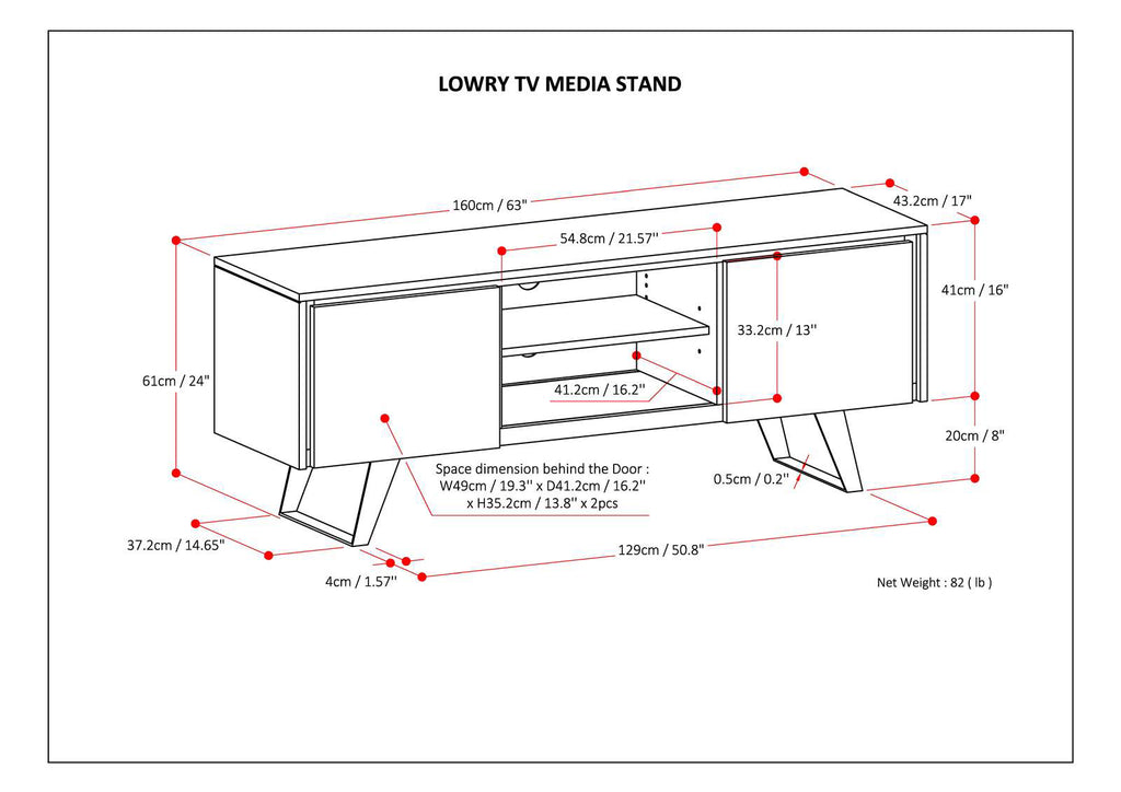 Lowry 63 Inch Wide Solid Wood TV Stand in Distressed