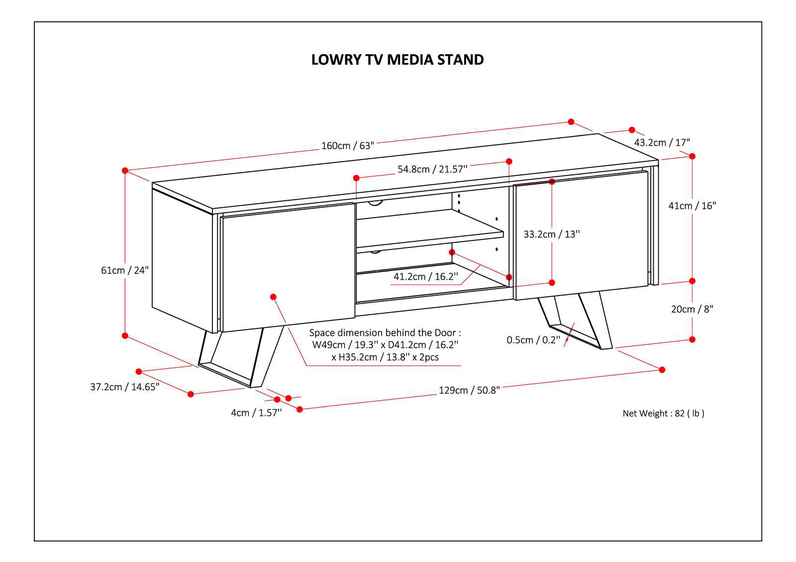 Lowry 63 Inch Wide Solid Wood TV Stand in Distressed