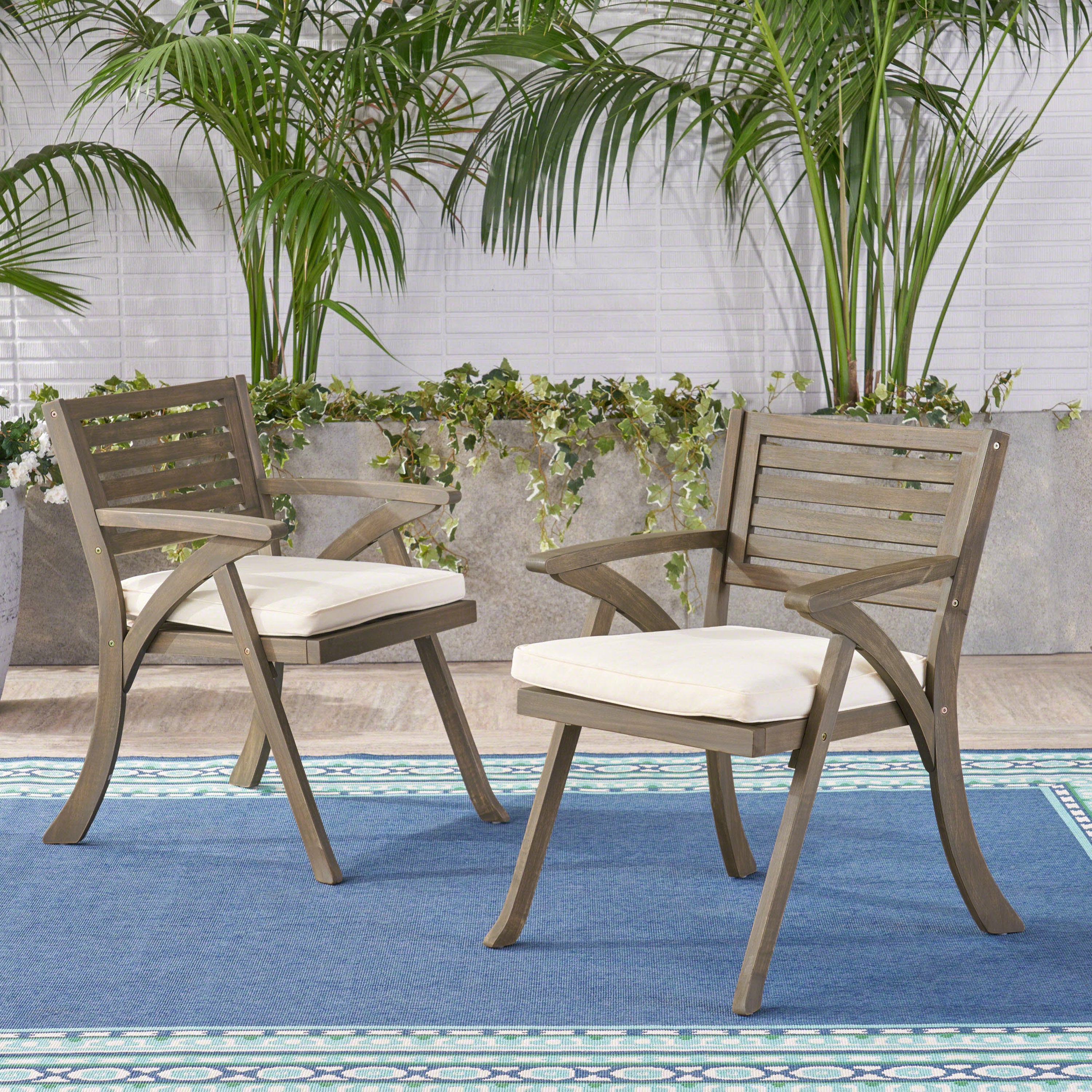 Helen Outdoor Acacia Wood Dining Chair
