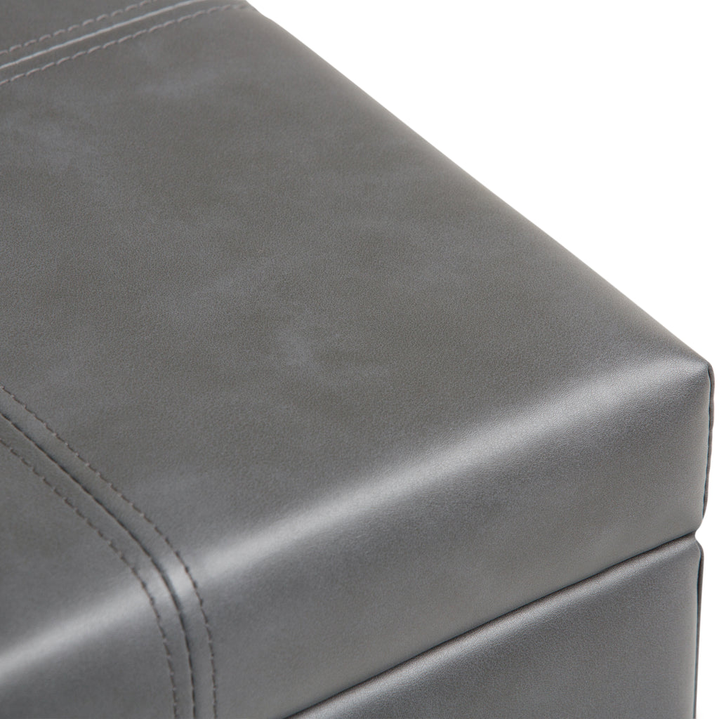 Dover 36 Inch Wide Storage Ottoman Bench in Stone