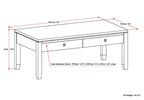 Cosmopolitan 42 Inch Wide Solid Wood Coffee Table in Mahogany