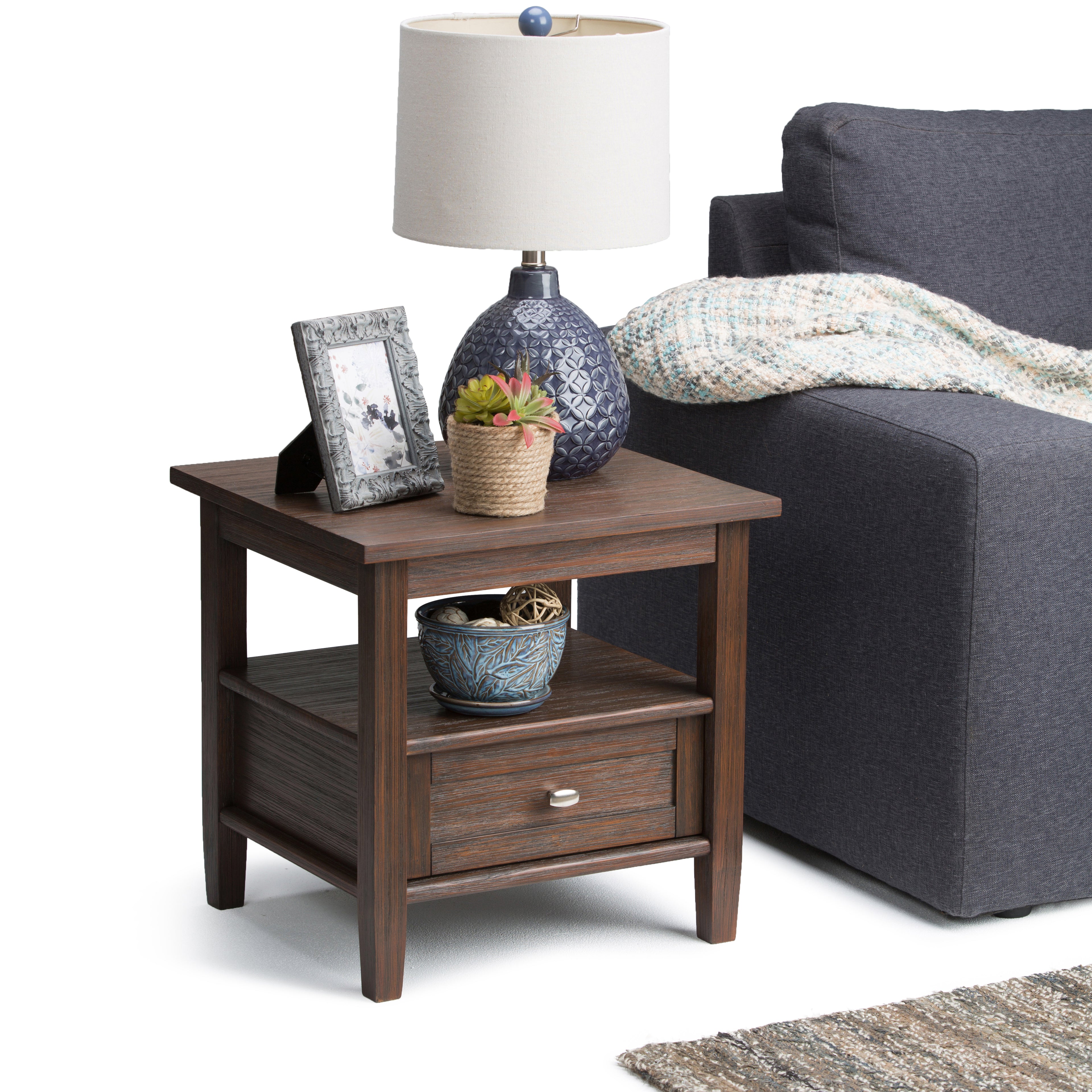 Warm Shaker Solid Wood 20 Inch Wide Transitional End Table