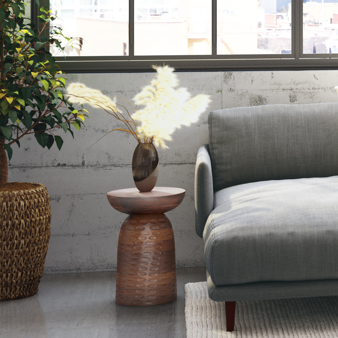 Boyd 13 Inch Solid Mango Accent Table