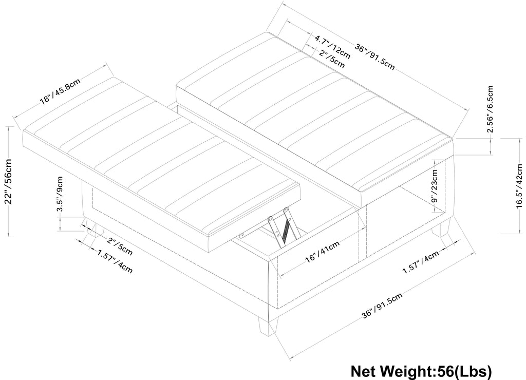 Ellis Coffee Table Storage Ottoman