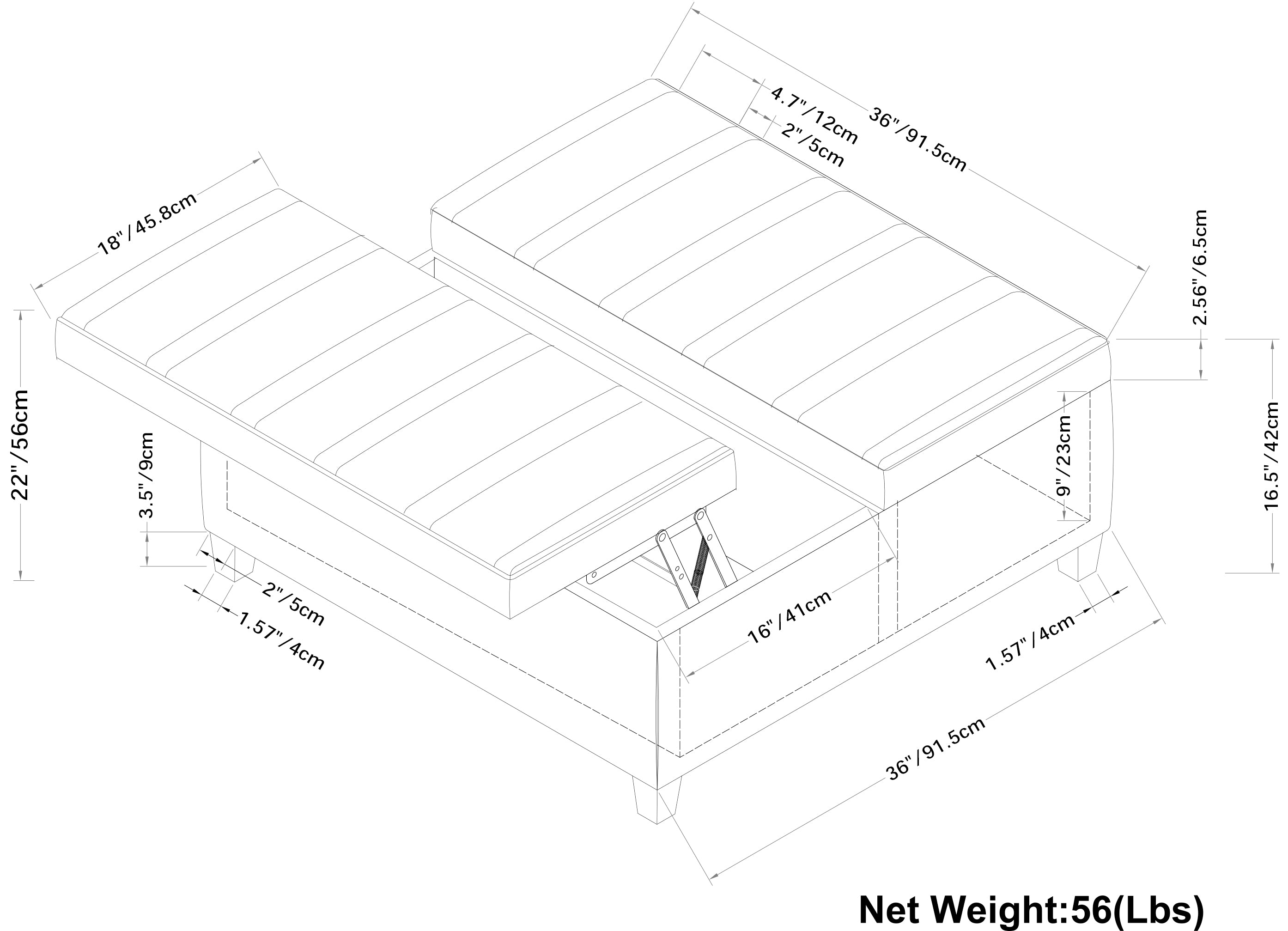 Ellis Coffee Table Storage Ottoman