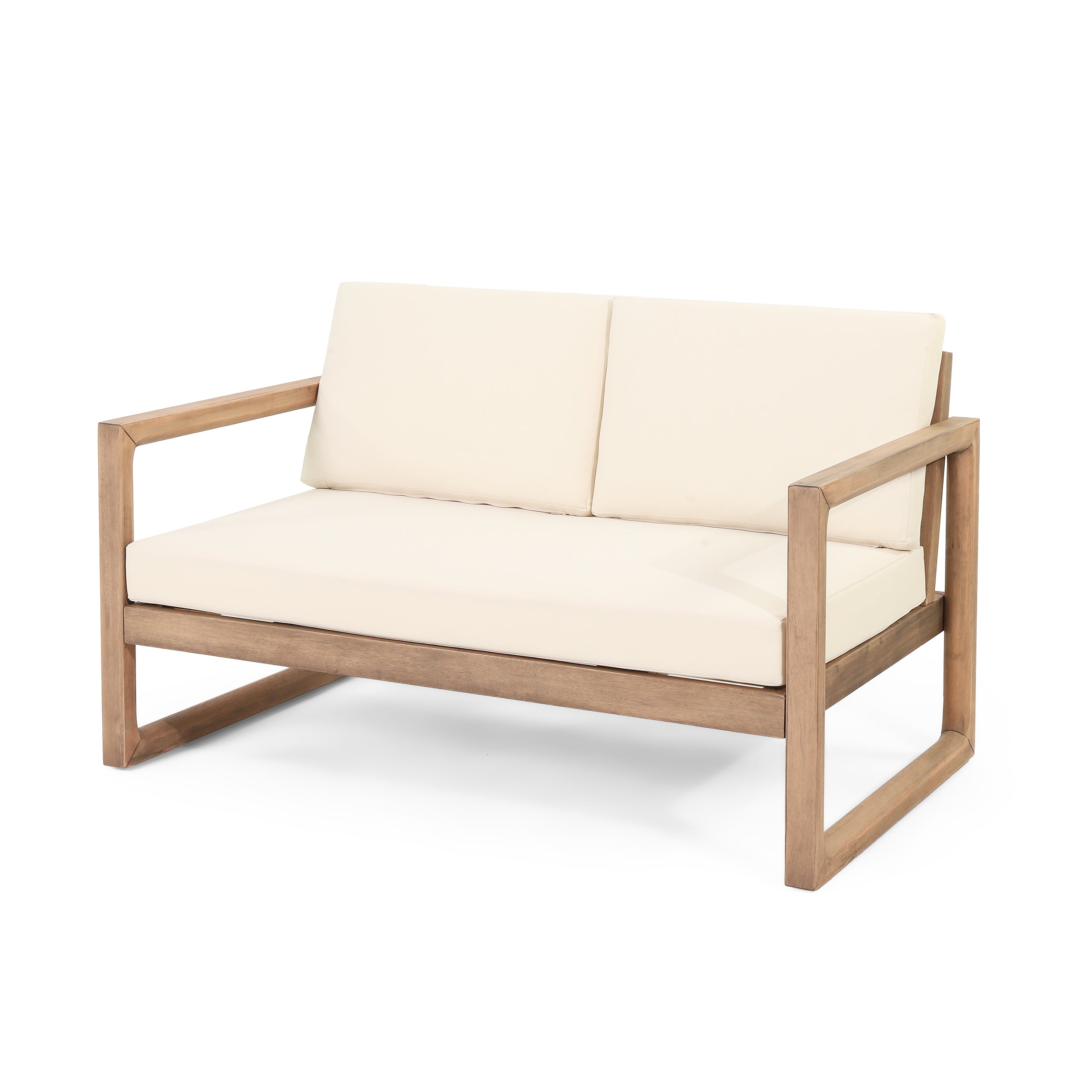 Outdoor Acacia Wood Loveseat and Coffee Table Set