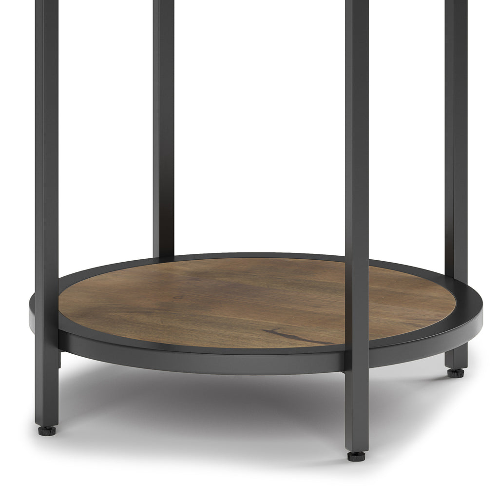 Jenna 18" Wide Solid Mango Wood and Metal Round Side Table