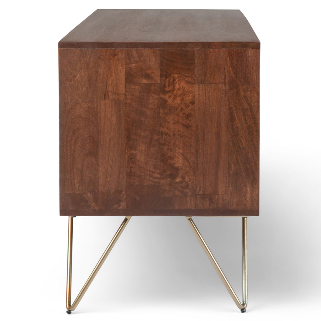 Hunter 60 Inch Wide Solid Mango Wood TV Stand in Urban