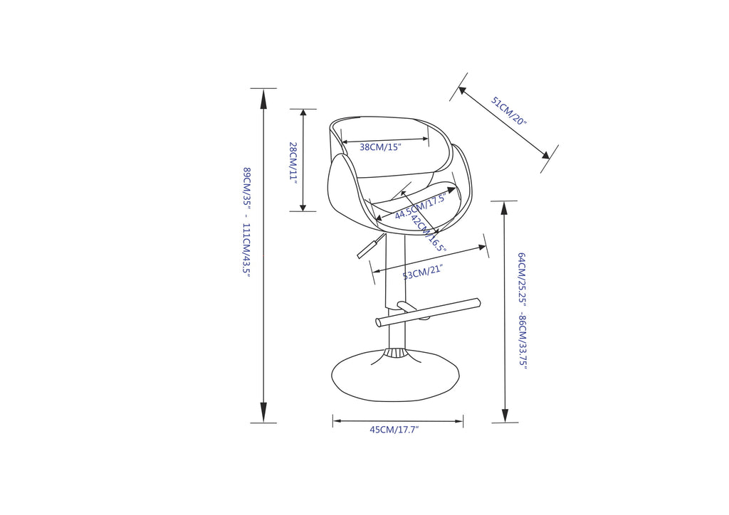 Amery Adjustable Swivel Bar Stool - Denim