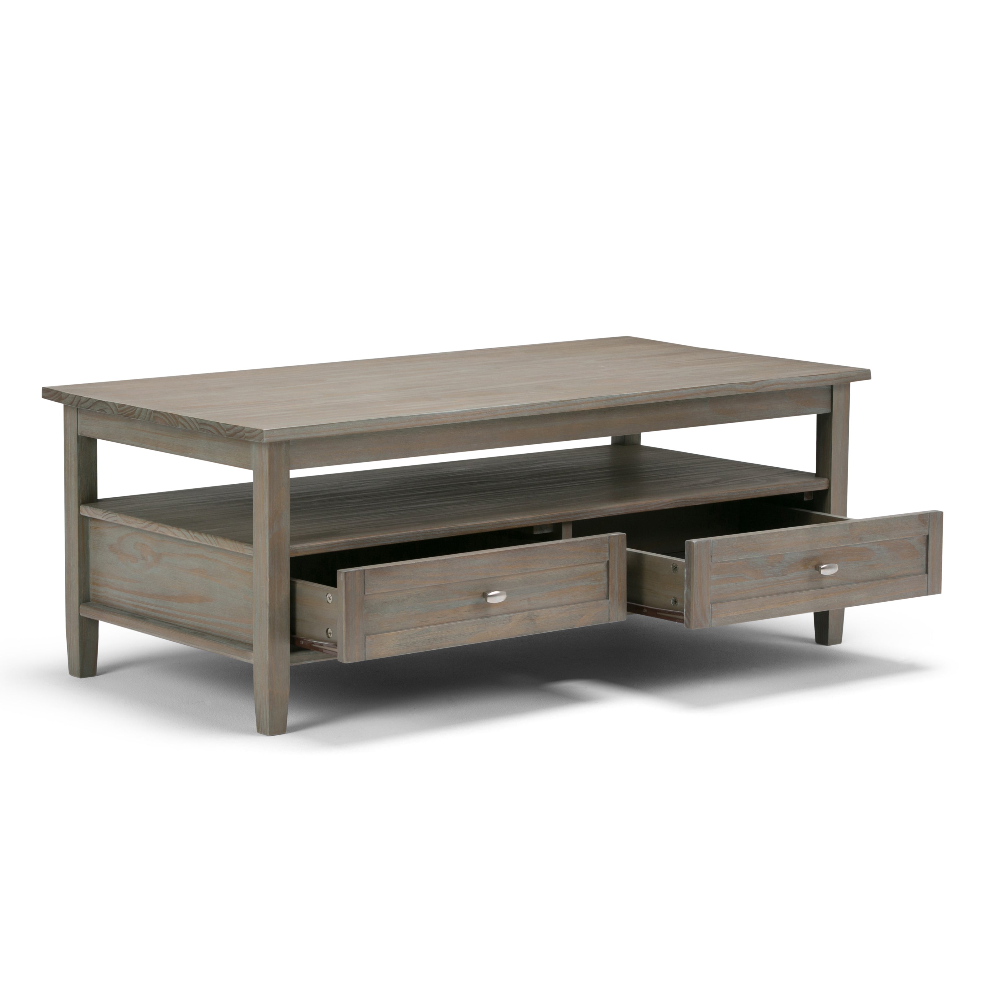 Warm Shaker Solid Wood 48 Inch Wide Transitional Coffee Table