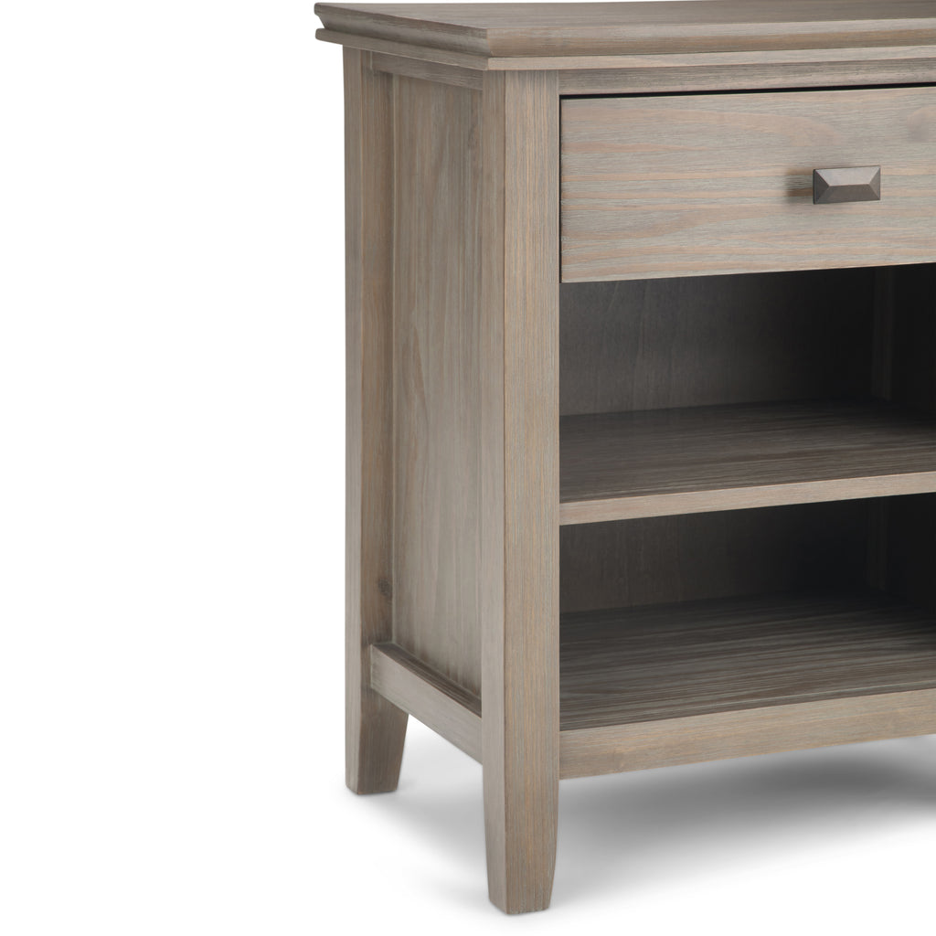 Artisan 24 Inch Wide Solid Wood Bedside Table in Distressed Grey