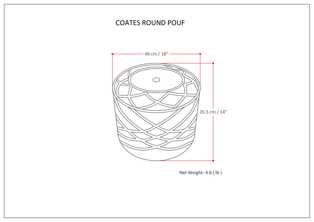 Coates 18 Inch Wide Round Pouf