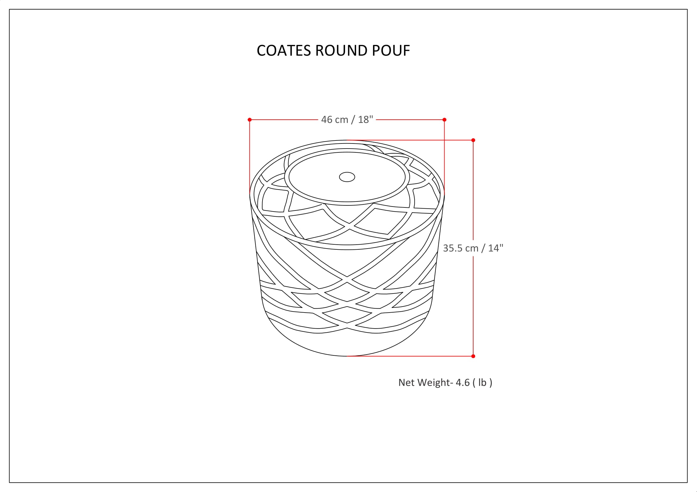 Coates 18 Inch Wide Round Pouf