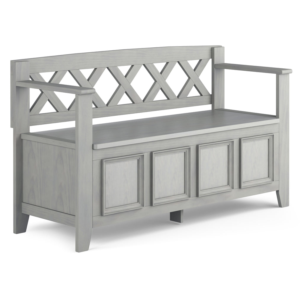 Amherst Solid Wood Entryway Storage Bench in Fog