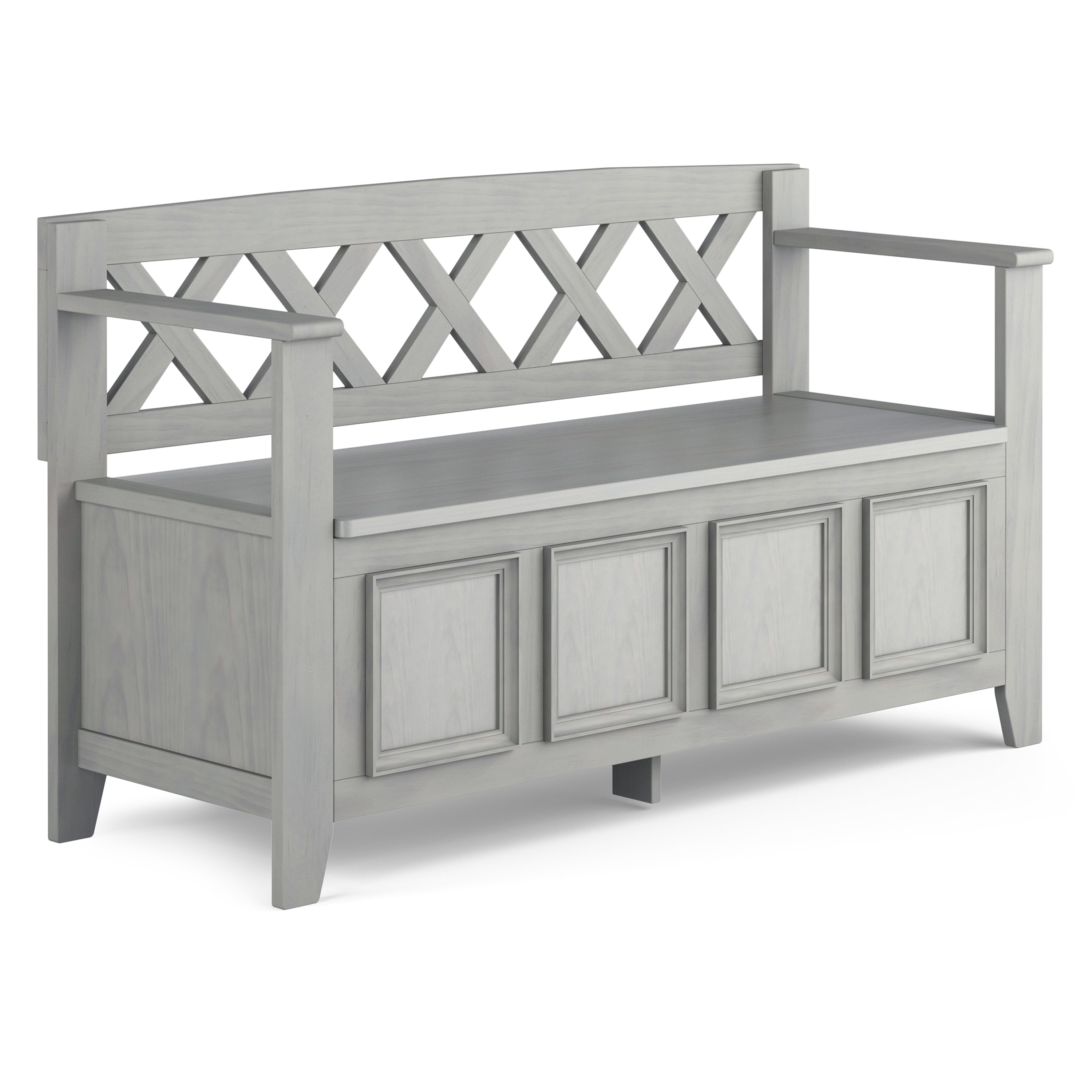 Amherst Solid Wood Entryway Storage Bench in Fog