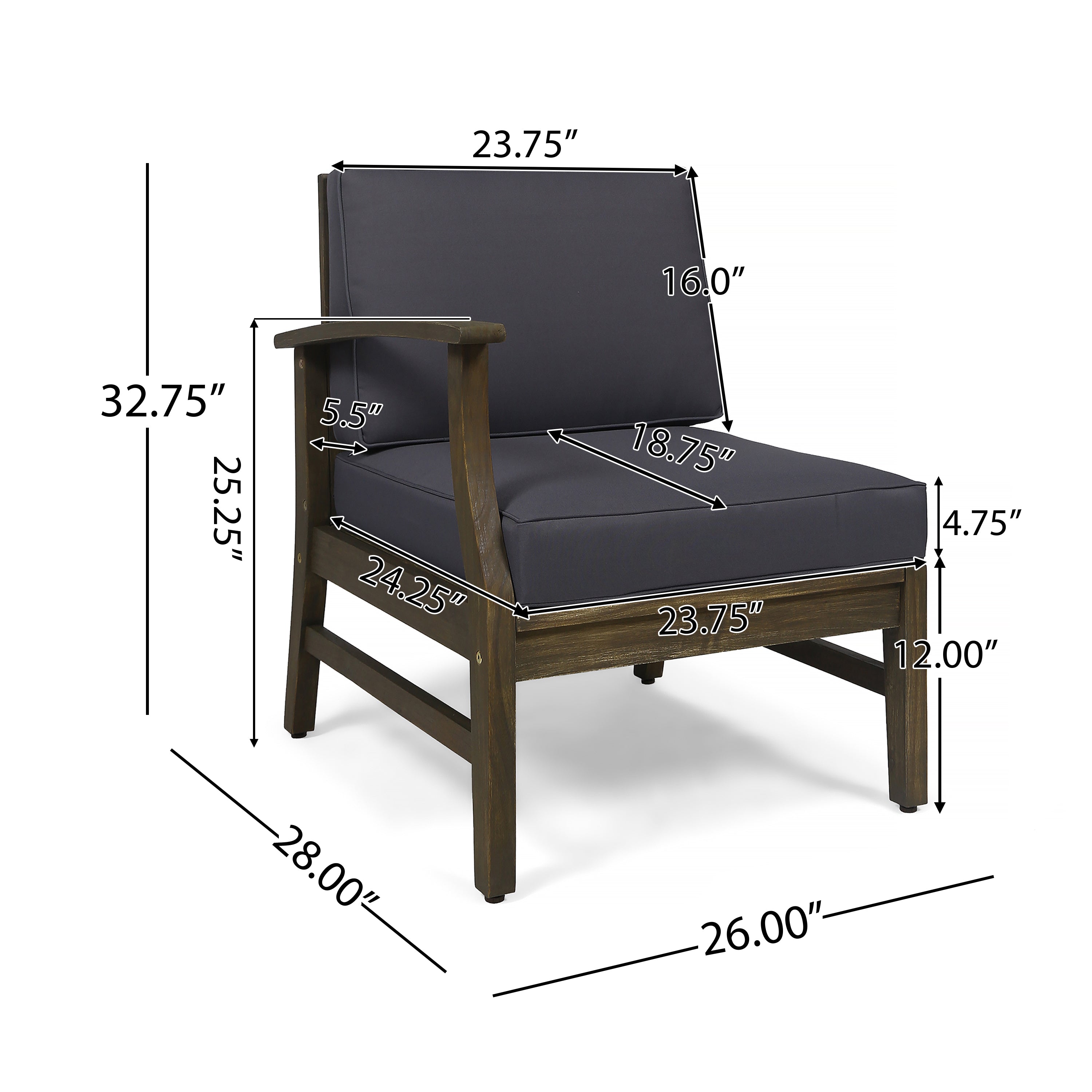Perla Left Armchair in Dark