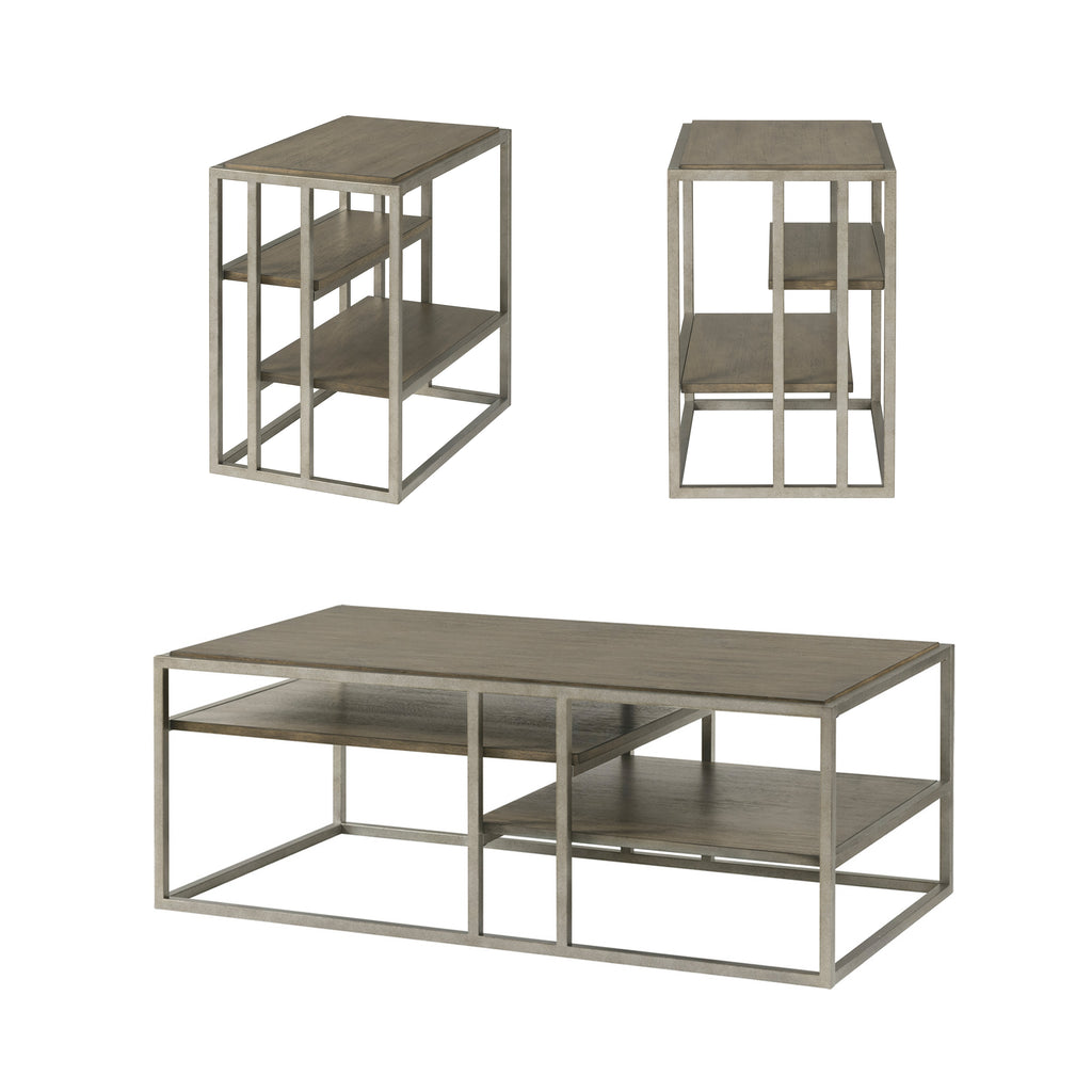 Padena 3-Piece Metal Frame Wood Living Room Coffee Table Set