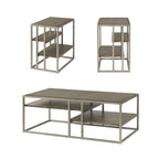 Padena 3-Piece Metal Frame Wood Living Room Coffee Table Set