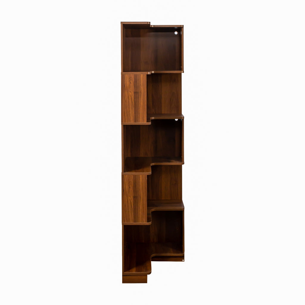 5 Tier Corner Bookshelf with Baffle and LED Lights