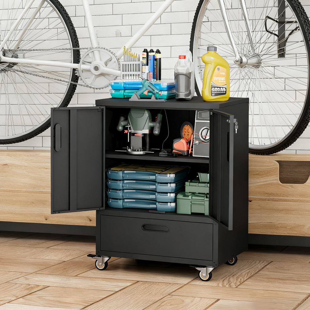 Mobile Tool Cart with Lockable Casters - 40" H x 30" W x 20" D
