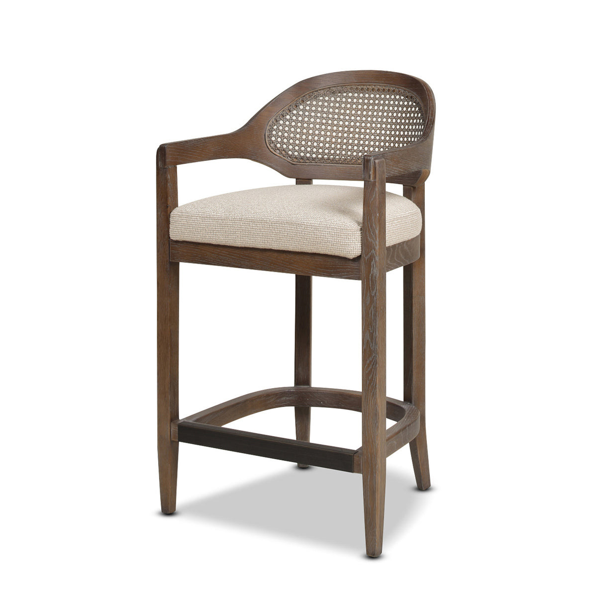 Americana Mid-Century Modern Counter Stool, 26-Inch Cane Back, Beige