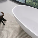 65.2 Inch Freestanding Solid Surface Soaking Bathtub