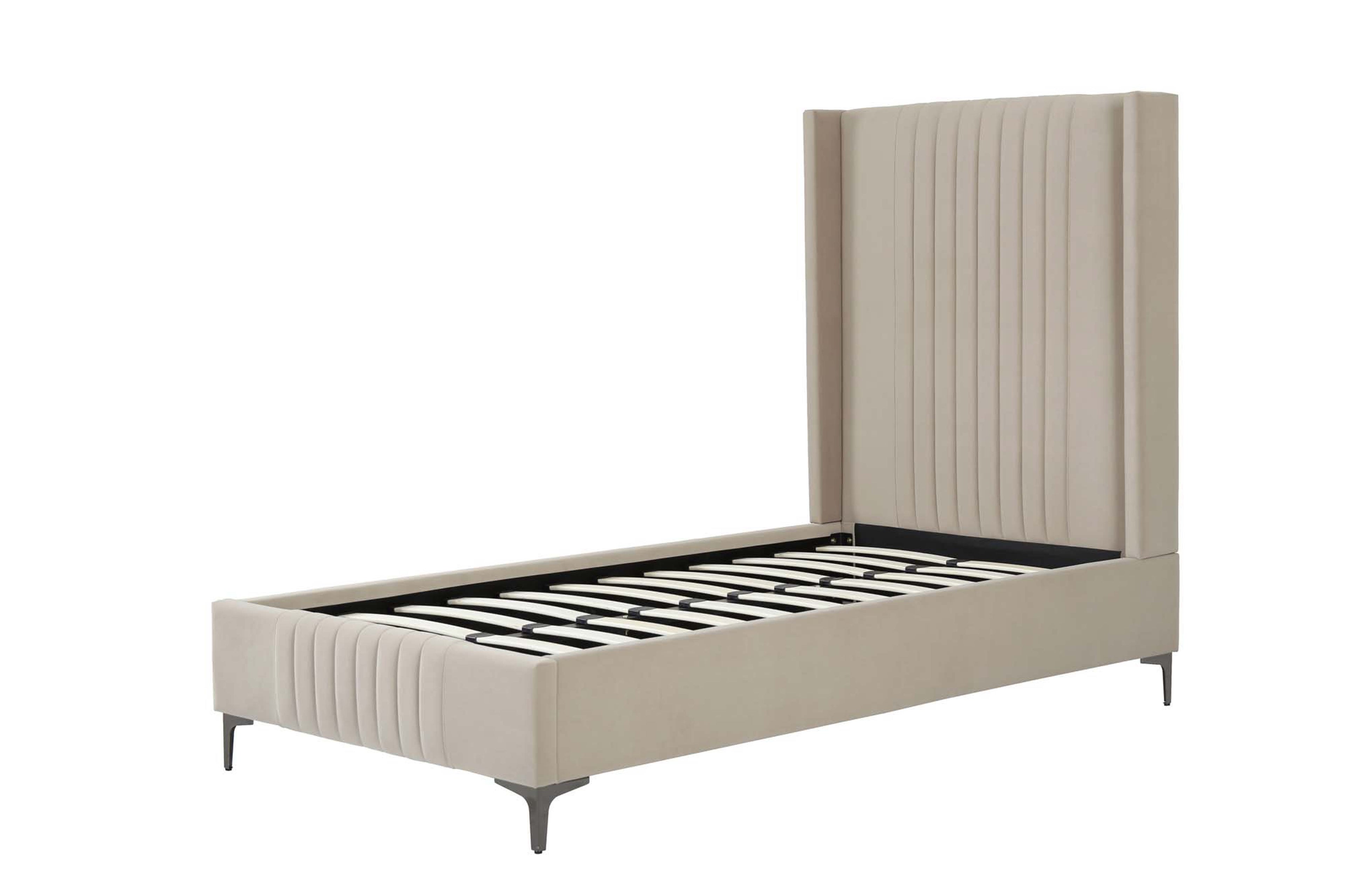 Promenade Upholstered Velvet Twin Bed in Rustic