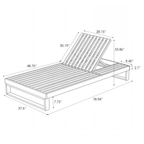 Black Acacia Wood Chaise Lounge with Cushion Set