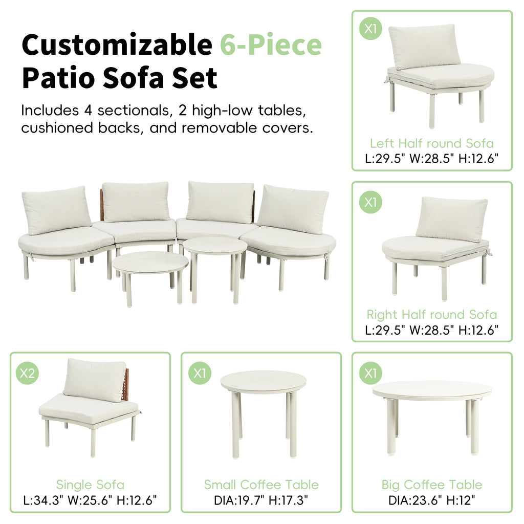 Topmax 6-Piece Patio Sofa Furniture Set