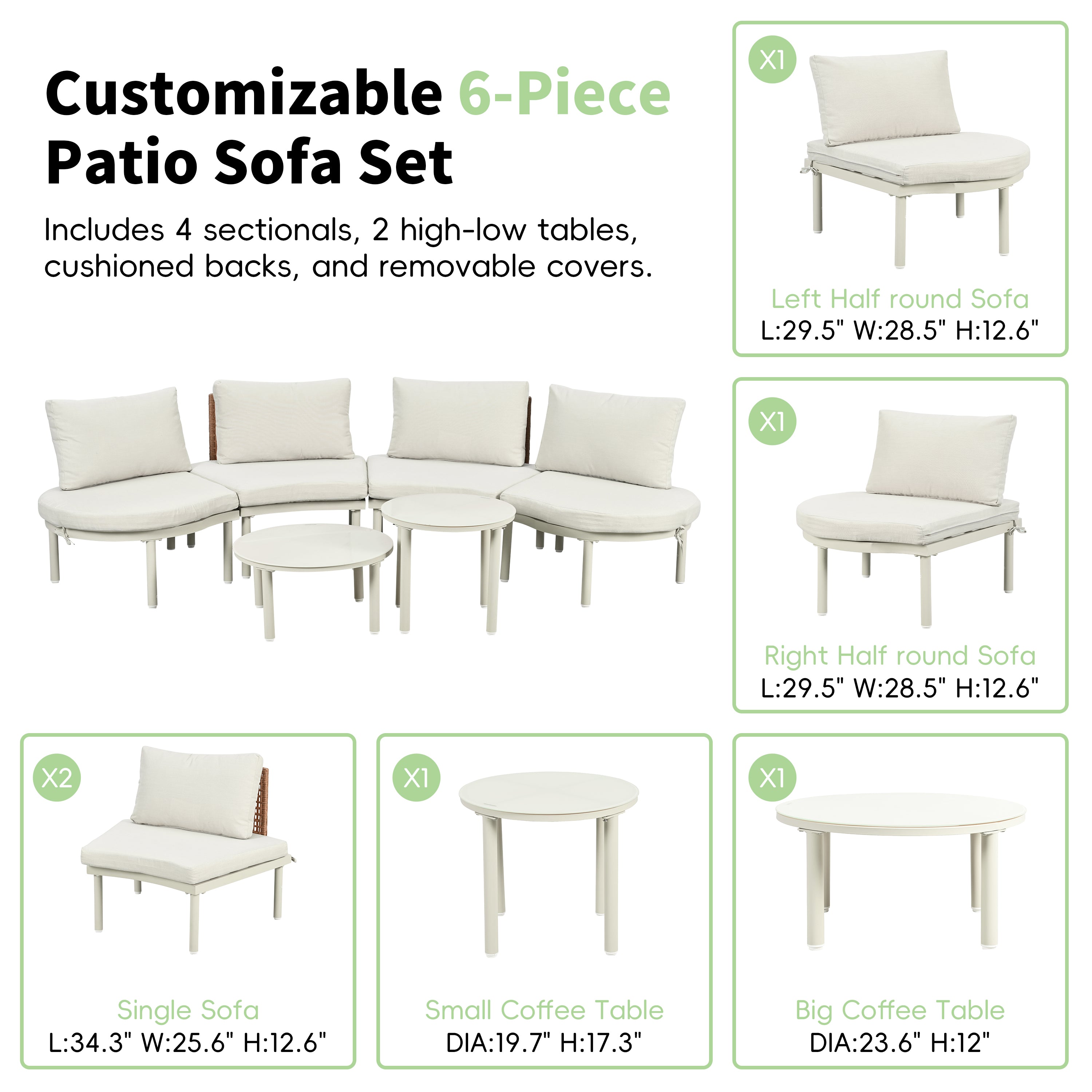 Topmax 6-Piece Patio Sofa Furniture Set
