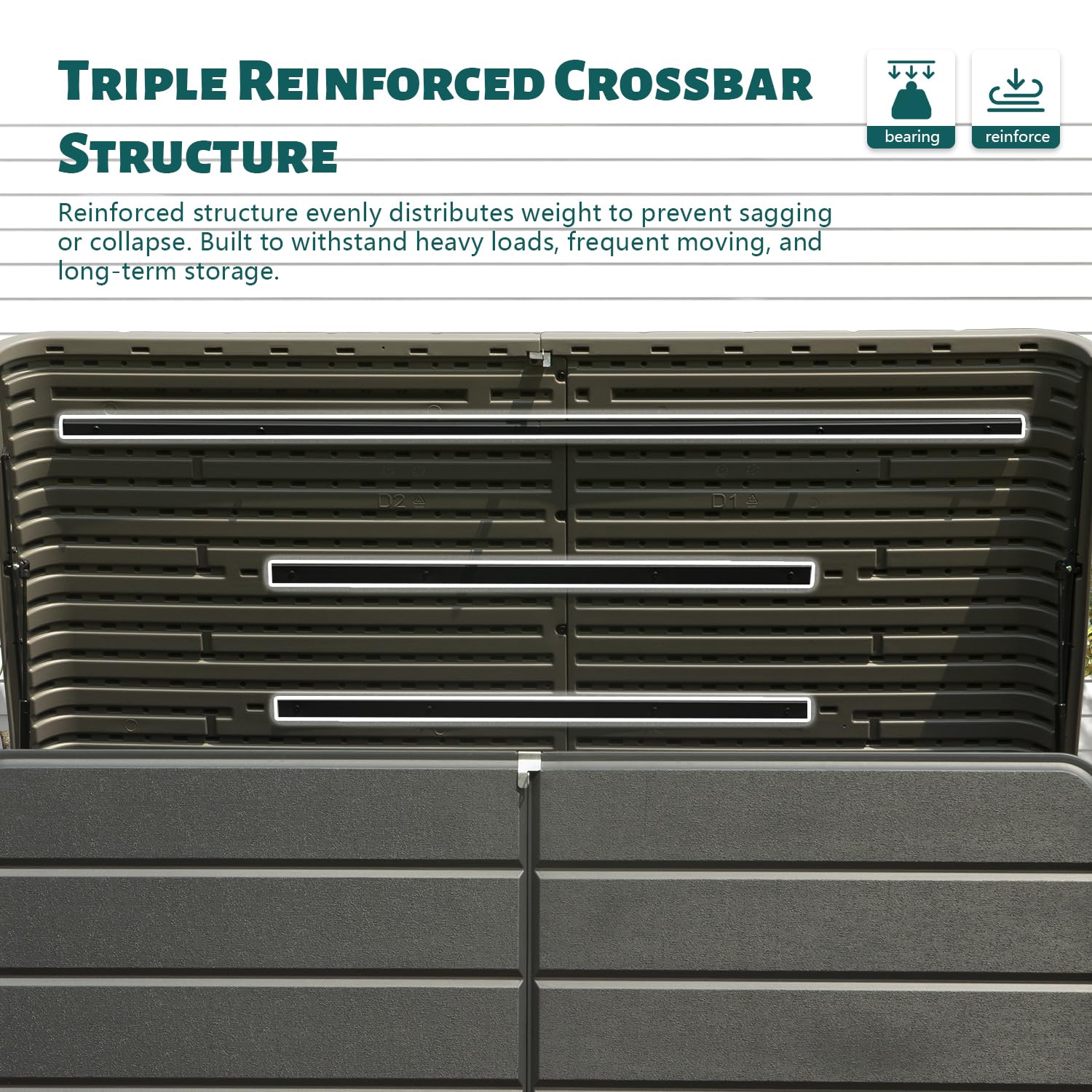 200 Gallon Plastic Deck Box with Lock, Wheels & Waterproof Lid