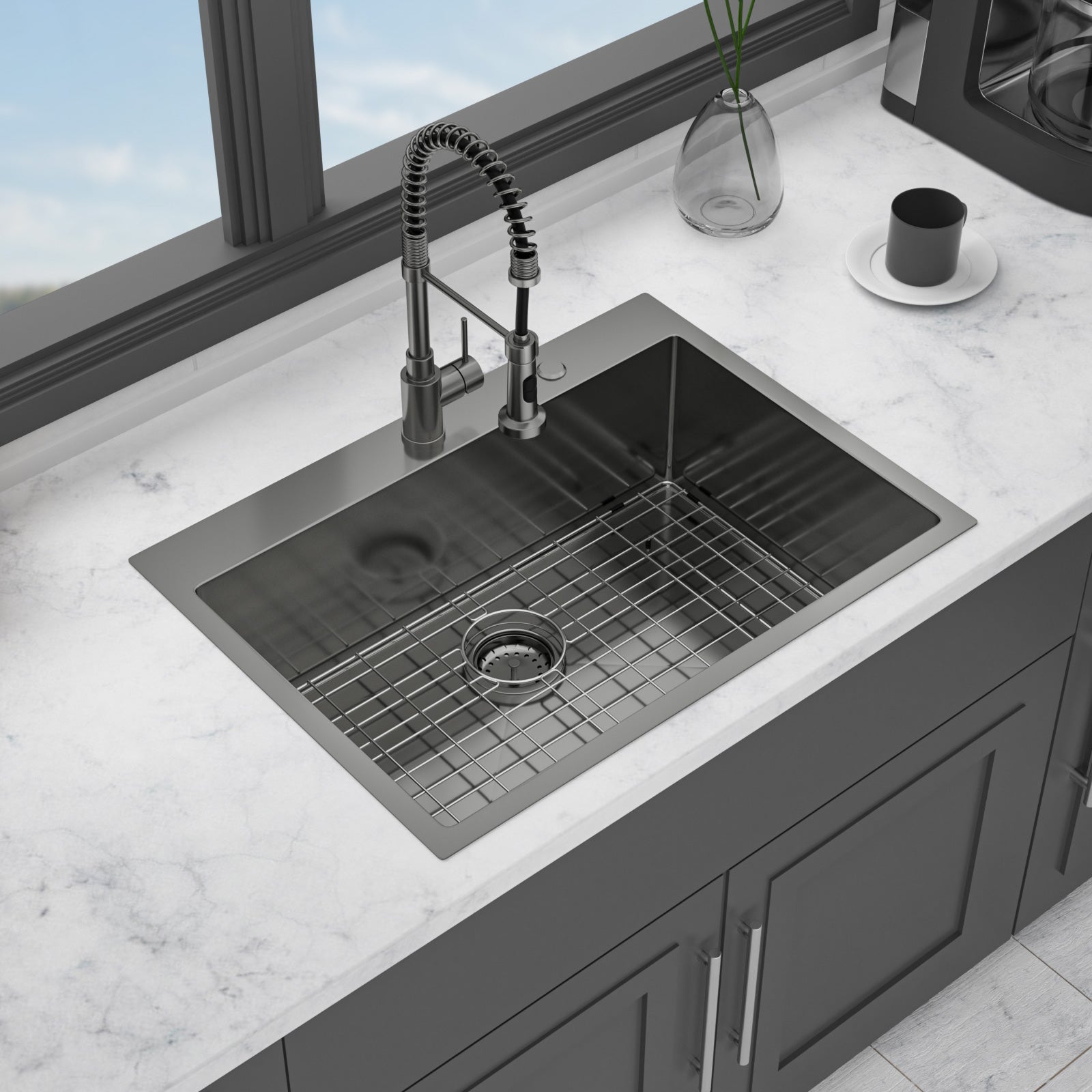 30 x 22 x 10 Inch Kitchen Sink Drop In Gunmetal