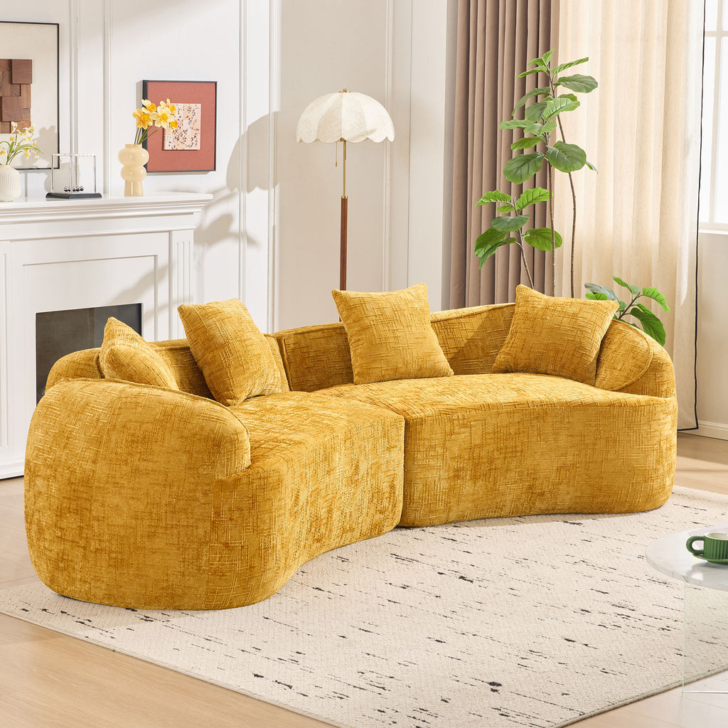 Yellow Curved Compressed Sofa - Creative Nordic-Style Design