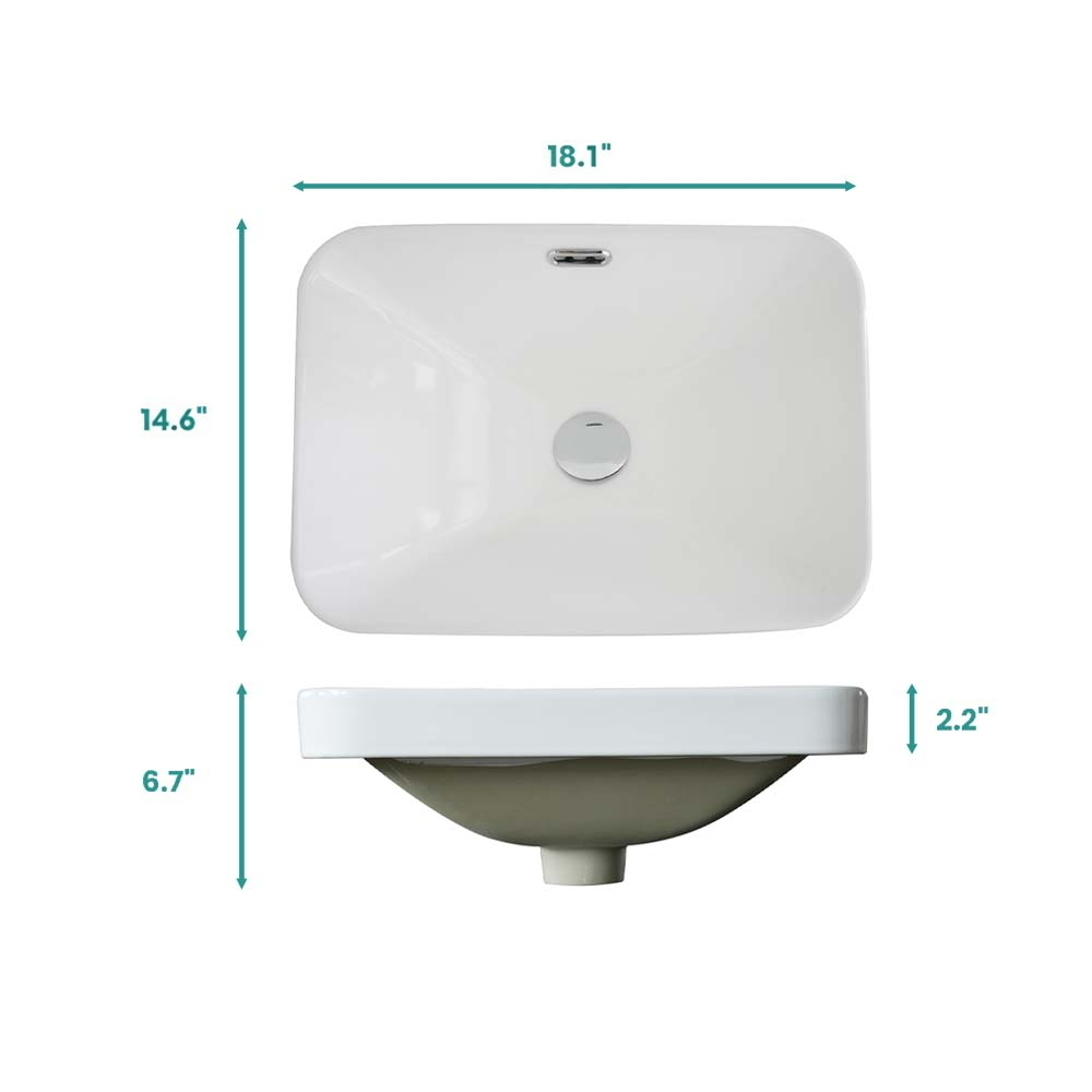Integrated Ceramic Basin, 18-Inch, Gloss White