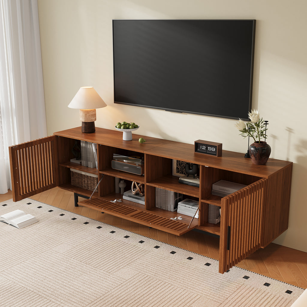 78-Inch Modern TV Stand for TVs up to 85 Inches, Walnut