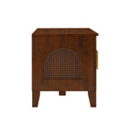 Lars Indoor Rattan Decorated Rubber Wood Dog Crate Cabinet Furniture