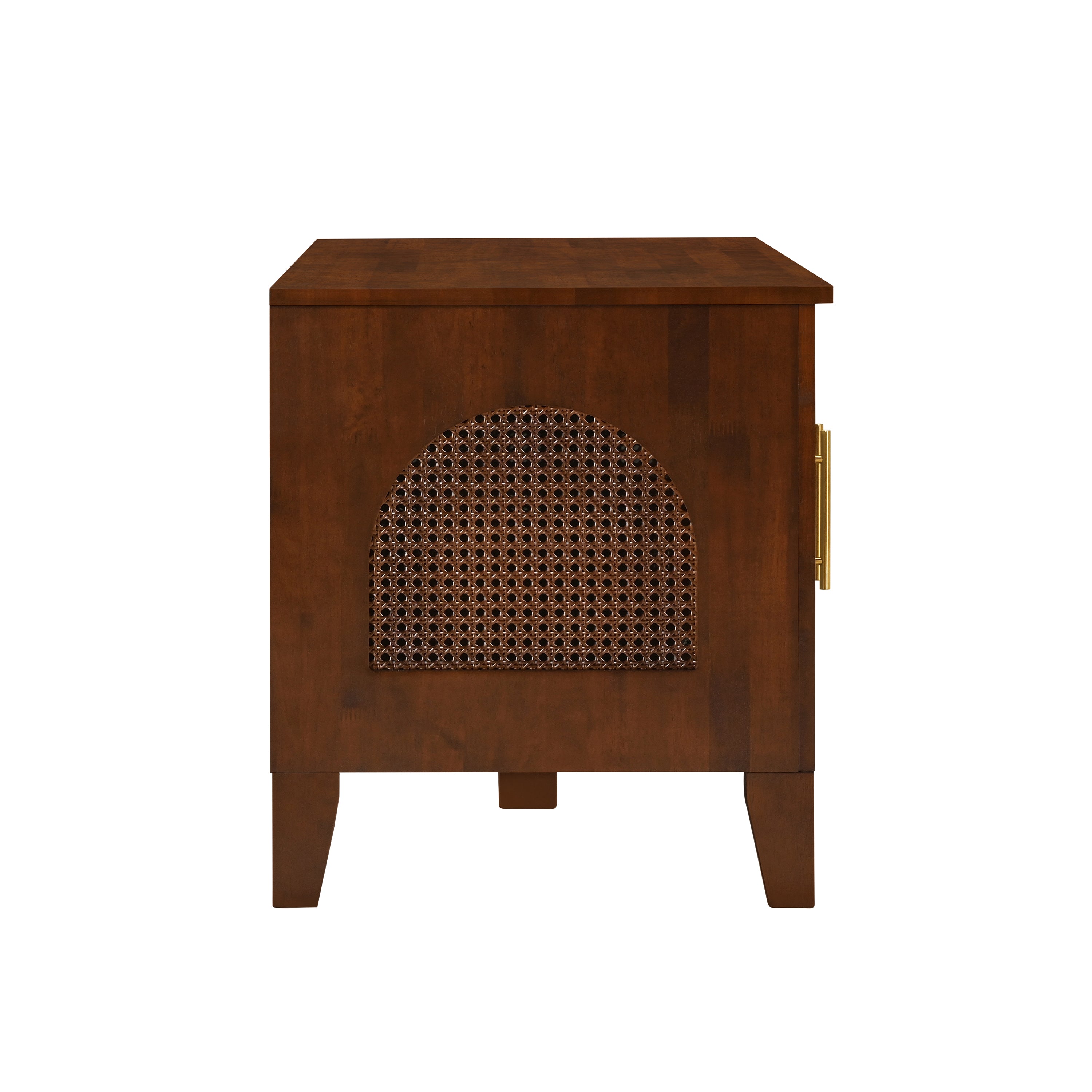 Lars Indoor Rattan Decorated Rubber Wood Dog Crate Cabinet Furniture