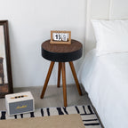 15.7" Round Small Drink Table with Solid Wood Legs