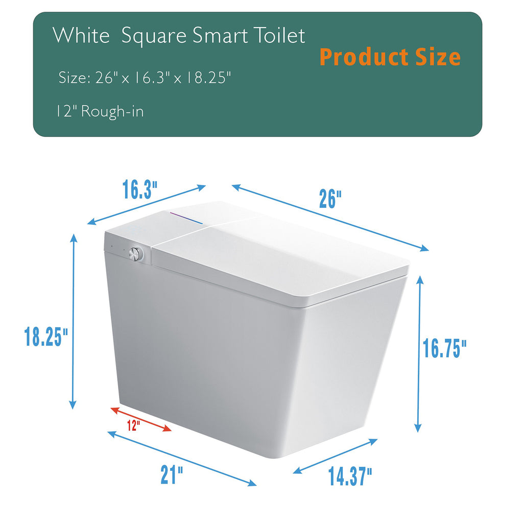 Square Smart Toilet with Built-in Tank