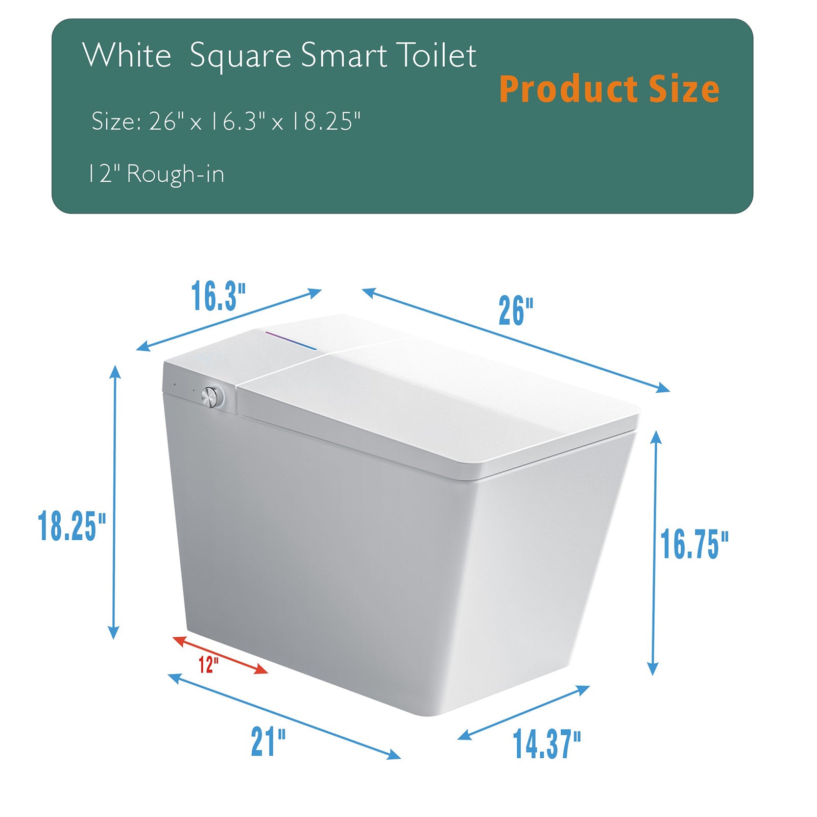 Square Smart Toilet with Built-in Tank