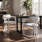 Upholstered Dining Chairs Set of 2, Fabric Armchairs