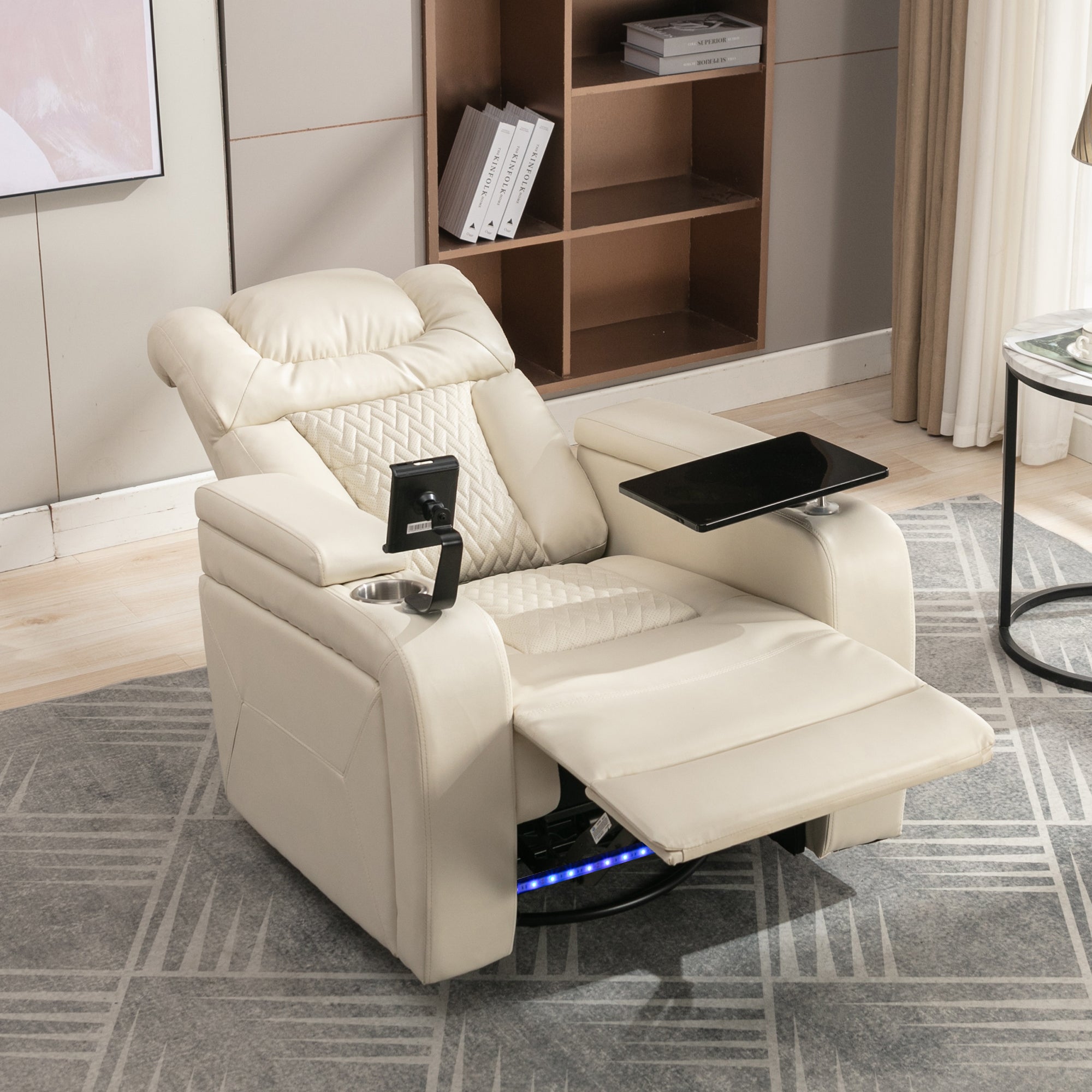270 Degree Swivel PU Leather Power Recliner