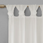 Floral Emb Hed Cuff Tab Top Solid Curtain Panel