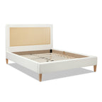 Haley Upholstered Cane-Back Platform Bed, Queen