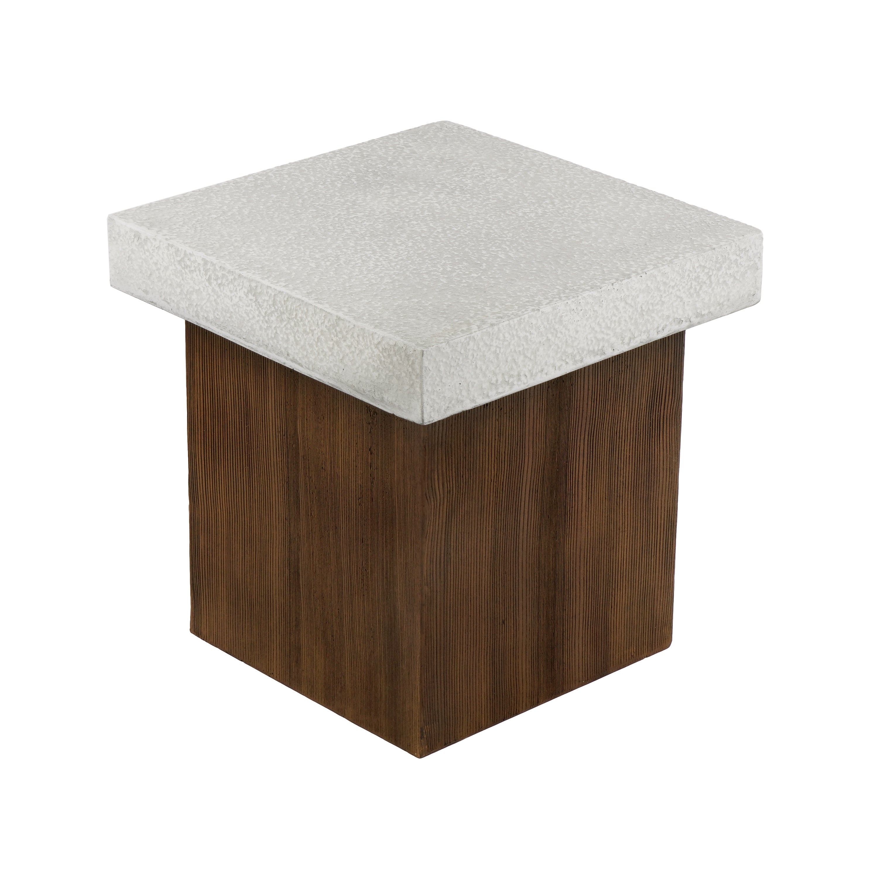 MGO Square Side Table with Faux Stone Top and Wood Frame