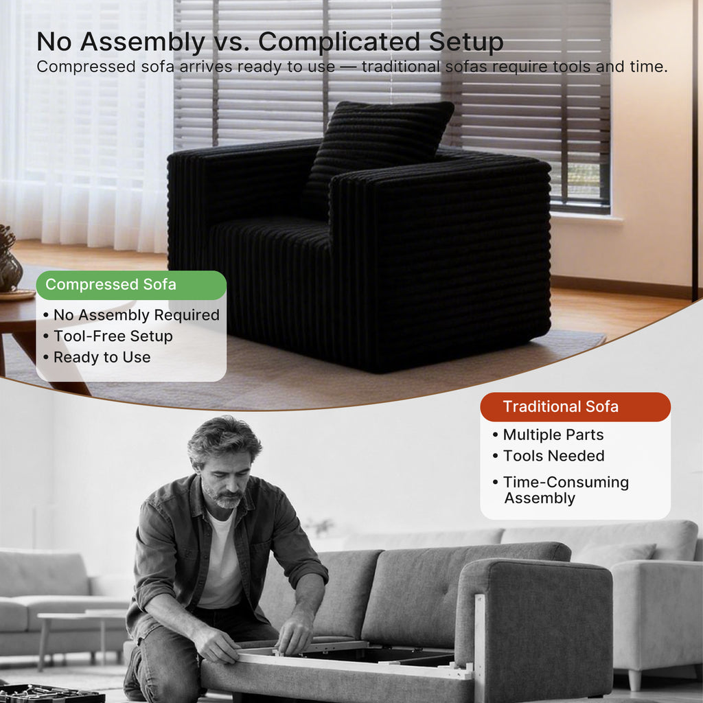 Small Boneless Sofa Chair, No Assembly Couch in a Box