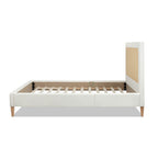 Haley Upholstered Cane-Back Platform Bed, Queen