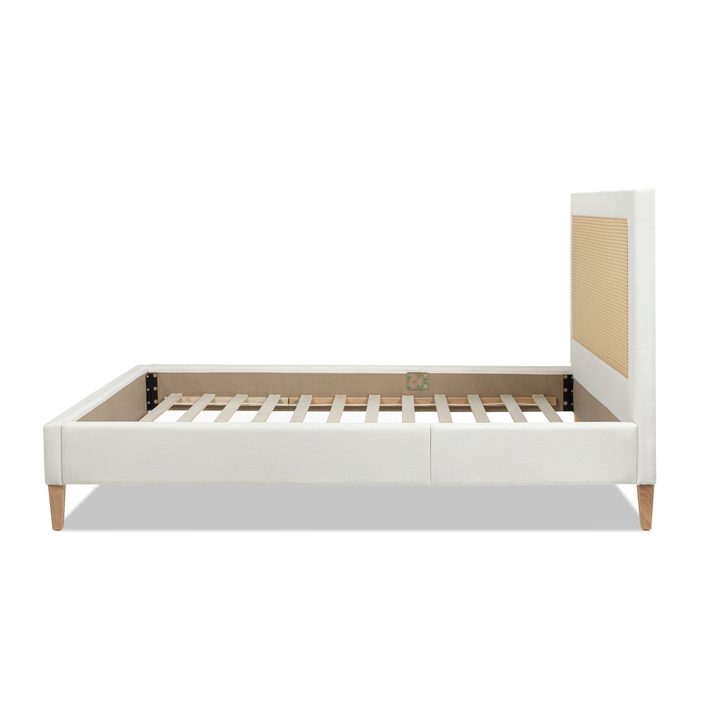 Haley Upholstered Cane-Back Platform Bed, Queen
